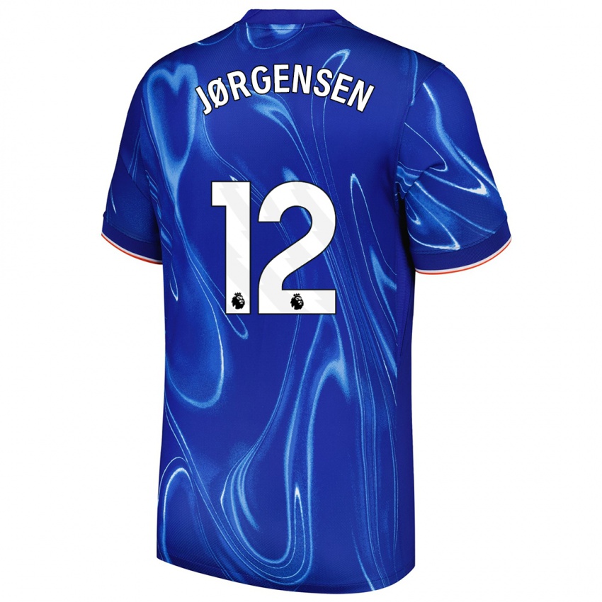 Gyermek Filip Jørgensen #12 Kék Fehér Hazai Jersey 2024/25 Mez Póló Ing