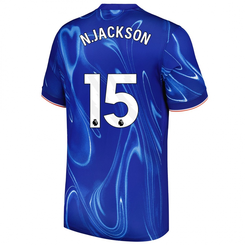 Gyermek Nicolas Jackson #15 Kék Fehér Hazai Jersey 2024/25 Mez Póló Ing