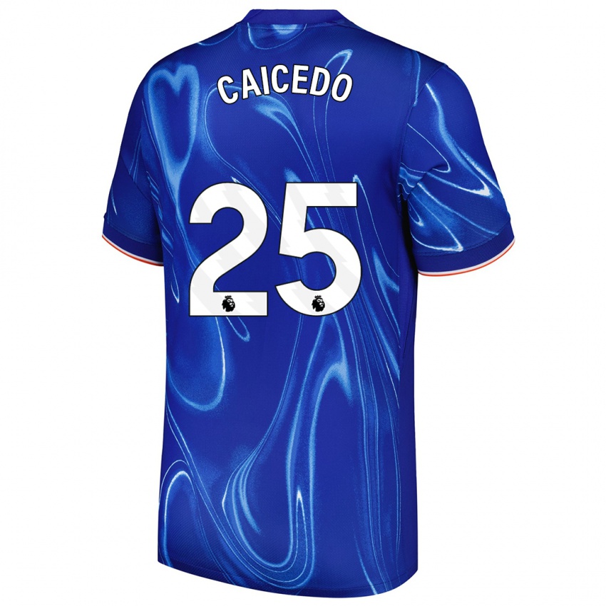 Gyermek Moisés Caicedo #25 Kék Fehér Hazai Jersey 2024/25 Mez Póló Ing