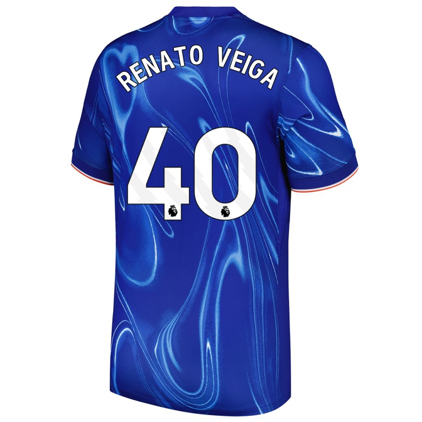 Gyermek Renato Veiga #40 Kék Fehér Hazai Jersey 2024/25 Mez Póló Ing