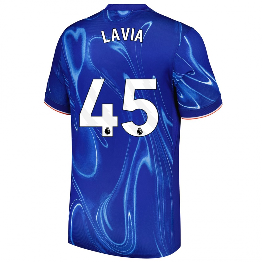 Gyermek Romeo Lavia #45 Kék Fehér Hazai Jersey 2024/25 Mez Póló Ing