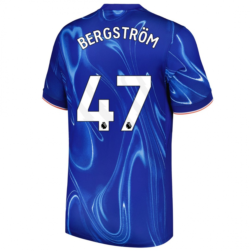 Gyermek Lucas Bergström #47 Kék Fehér Hazai Jersey 2024/25 Mez Póló Ing