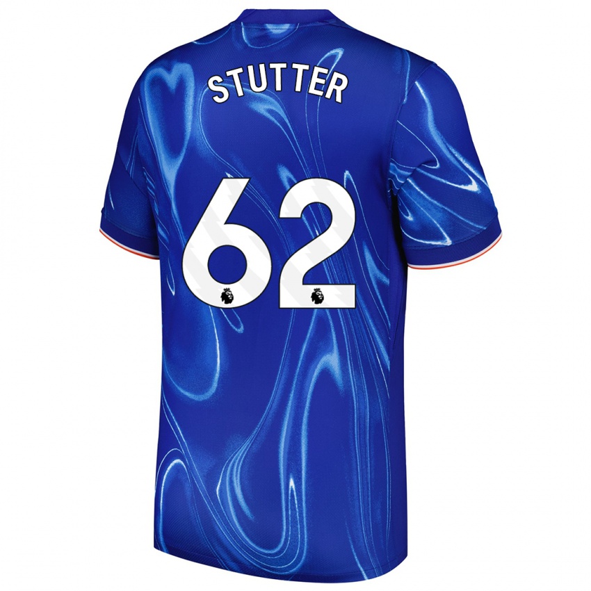 Gyermek Ronnie Stutter #62 Kék Fehér Hazai Jersey 2024/25 Mez Póló Ing