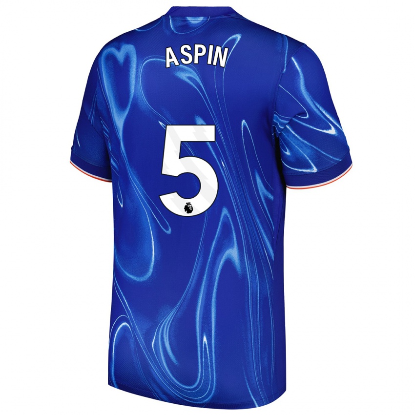 Gyermek Brooke Aspin #5 Kék Fehér Hazai Jersey 2024/25 Mez Póló Ing