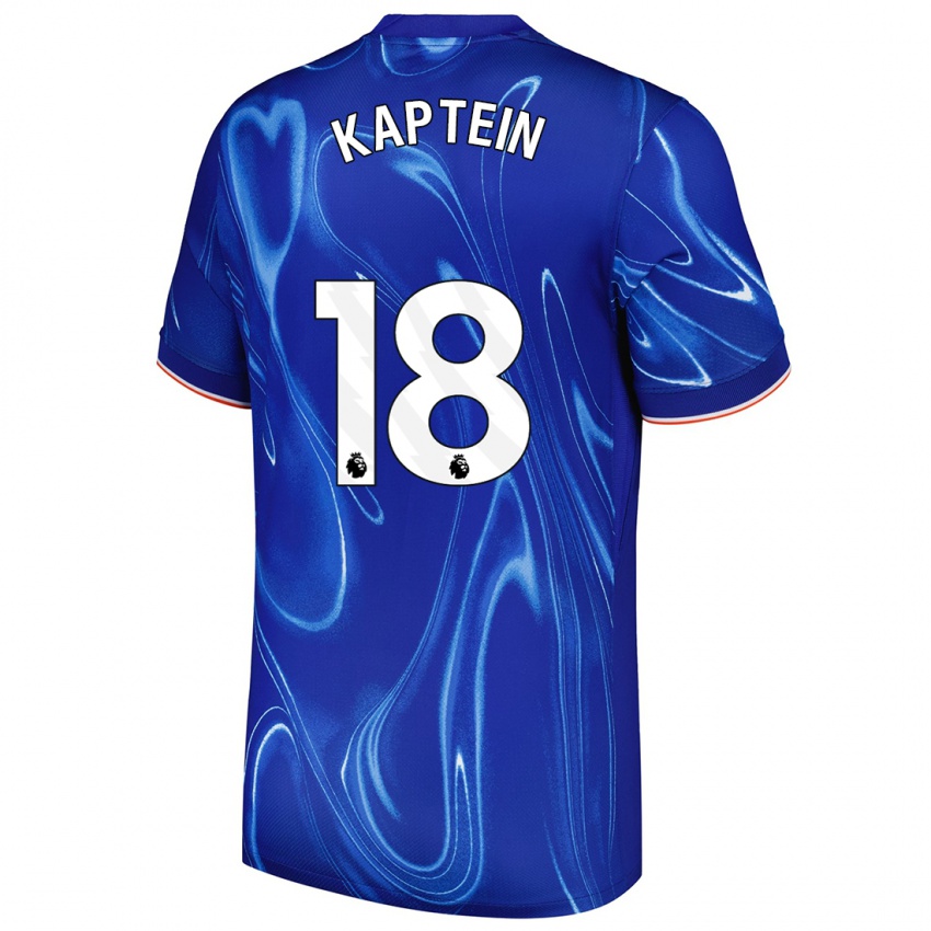 Gyermek Wieke Kaptein #18 Kék Fehér Hazai Jersey 2024/25 Mez Póló Ing