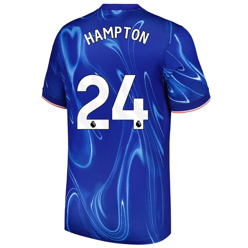 Gyermek Hannah Hampton #24 Kék Fehér Hazai Jersey 2024/25 Mez Póló Ing