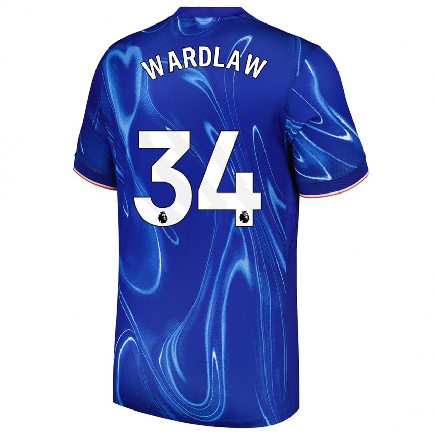 Gyermek Charlotte Wardlaw #34 Kék Fehér Hazai Jersey 2024/25 Mez Póló Ing