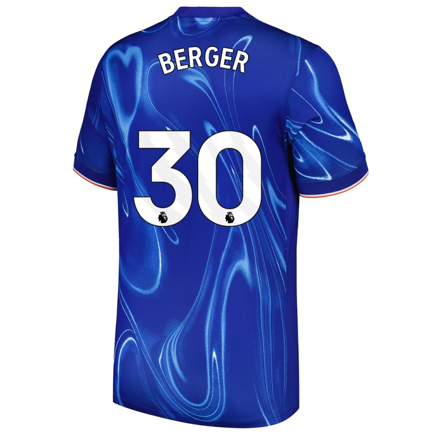 Gyermek Ann-Katrin Berger #30 Kék Fehér Hazai Jersey 2024/25 Mez Póló Ing