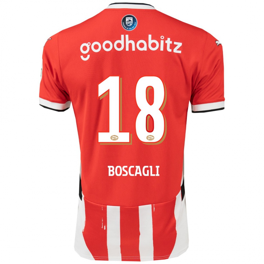 Gyermek Olivier Boscagli #18 Piros Fehér Hazai Jersey 2024/25 Mez Póló Ing