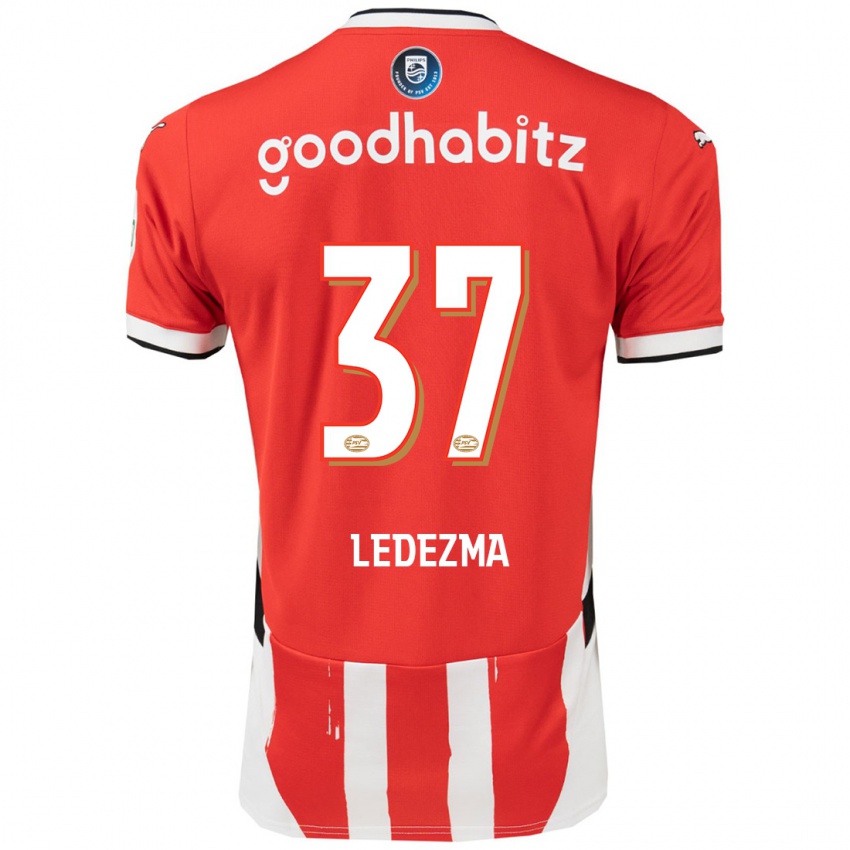 Gyermek Richard Ledezma #37 Piros Fehér Hazai Jersey 2024/25 Mez Póló Ing