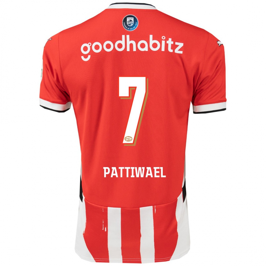 Gyermek Naomi Pattiwael #7 Piros Fehér Hazai Jersey 2024/25 Mez Póló Ing