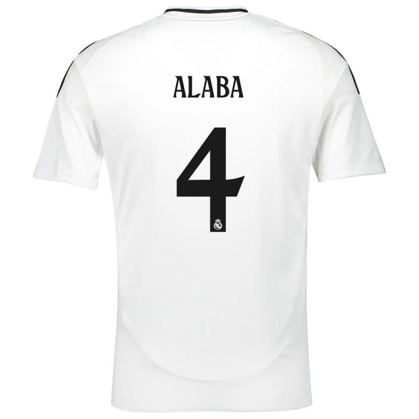 Gyermek David Alaba #4 Fehér Hazai Jersey 2024/25 Mez Póló Ing