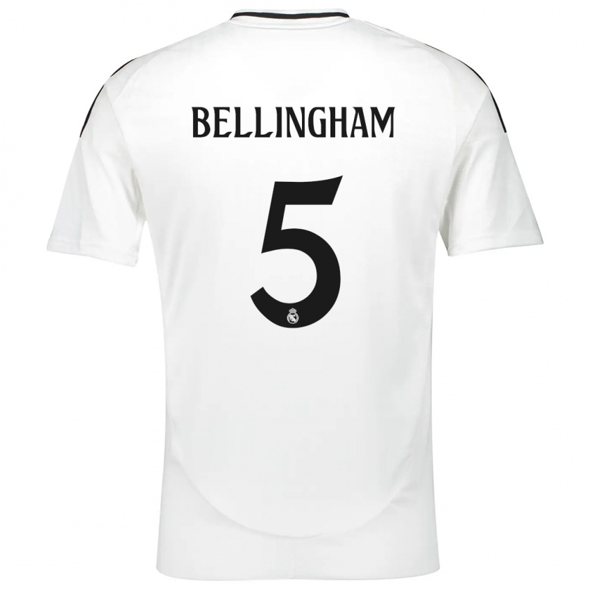 Gyermek Jude Bellingham #5 Fehér Hazai Jersey 2024/25 Mez Póló Ing