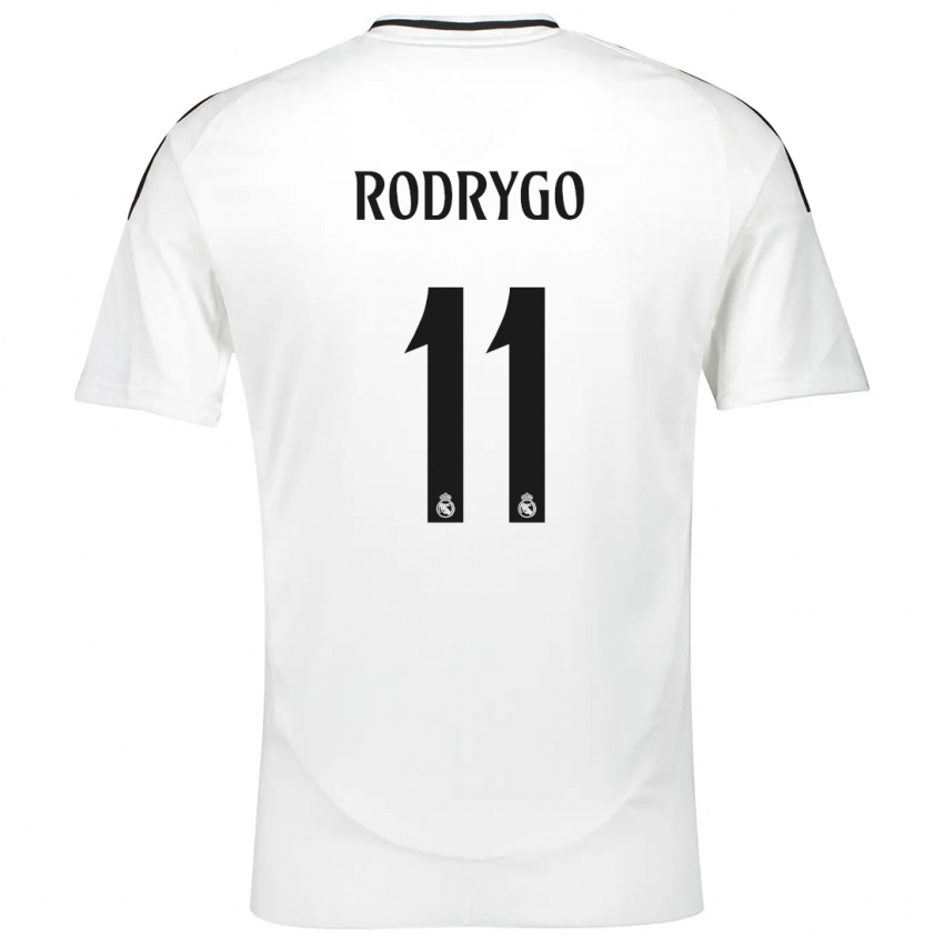 Gyermek Rodrygo #11 Fehér Hazai Jersey 2024/25 Mez Póló Ing