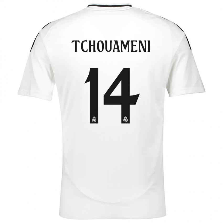 Gyermek Aurelien Tchouameni #14 Fehér Hazai Jersey 2024/25 Mez Póló Ing