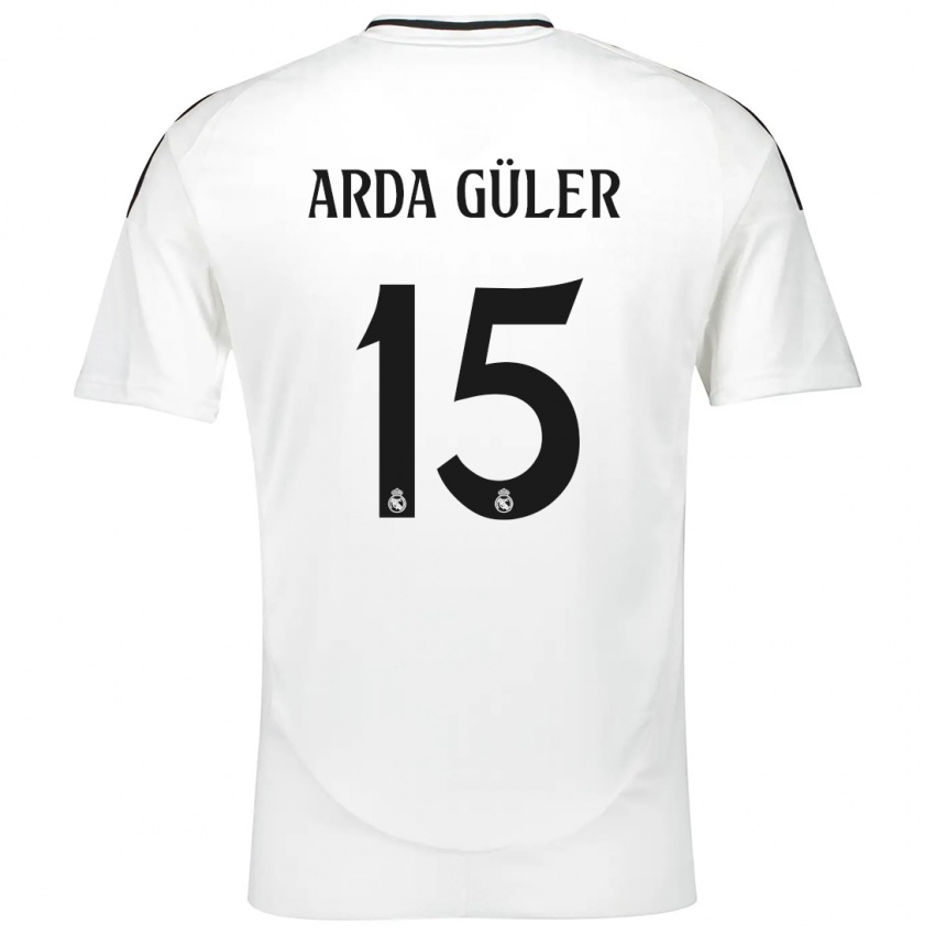 Gyermek Arda Güler #15 Fehér Hazai Jersey 2024/25 Mez Póló Ing