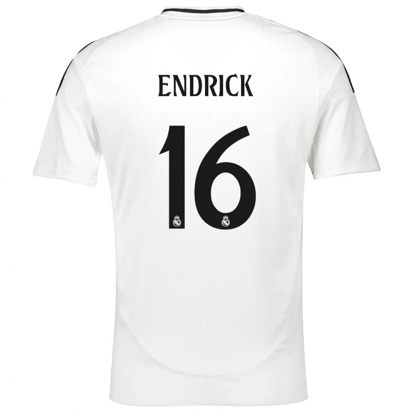 Gyermek Endrick #16 Fehér Hazai Jersey 2024/25 Mez Póló Ing