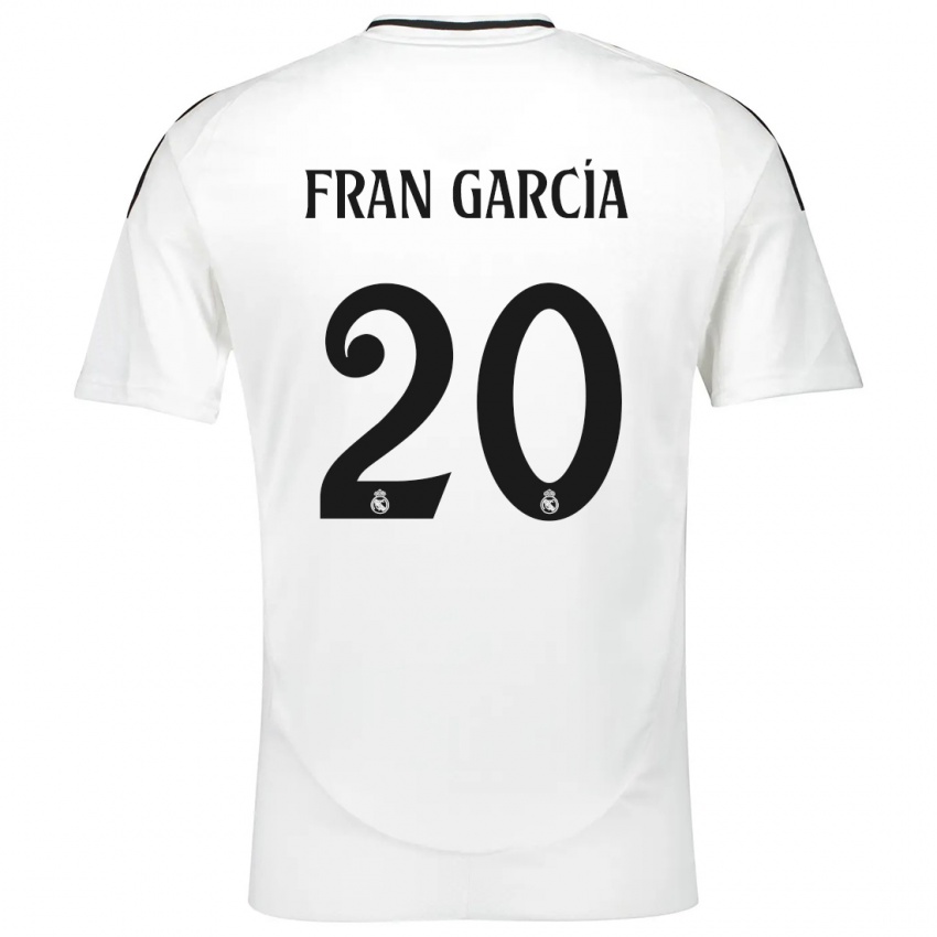 Gyermek Fran García #20 Fehér Hazai Jersey 2024/25 Mez Póló Ing