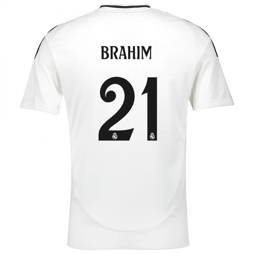 Gyermek Brahim Diaz #21 Fehér Hazai Jersey 2024/25 Mez Póló Ing