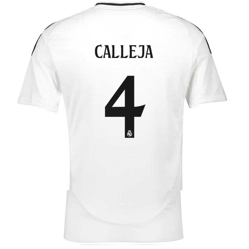 Gyermek Jaime Calleja #4 Fehér Hazai Jersey 2024/25 Mez Póló Ing