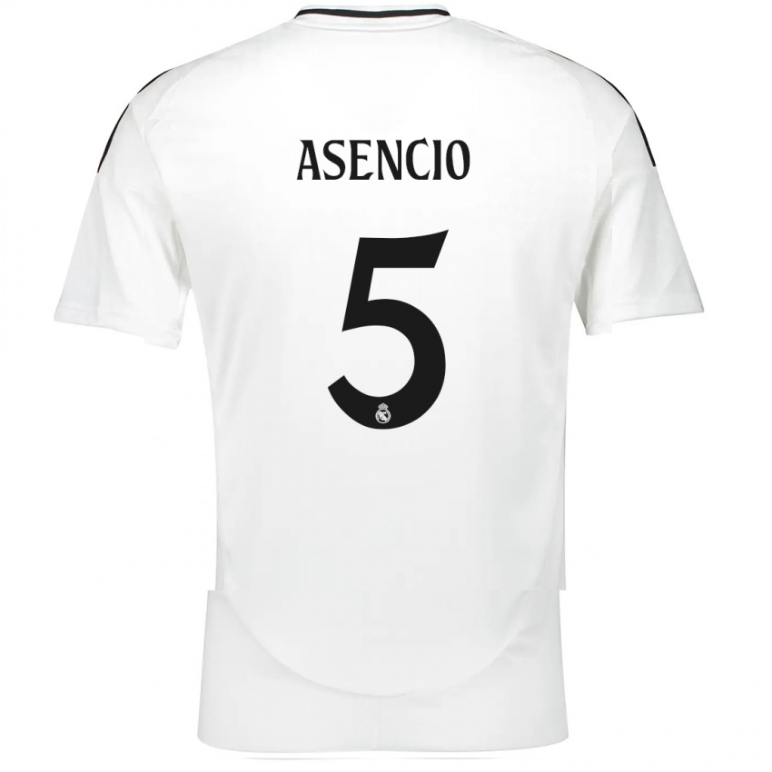 Gyermek Raul Asencio #5 Fehér Hazai Jersey 2024/25 Mez Póló Ing