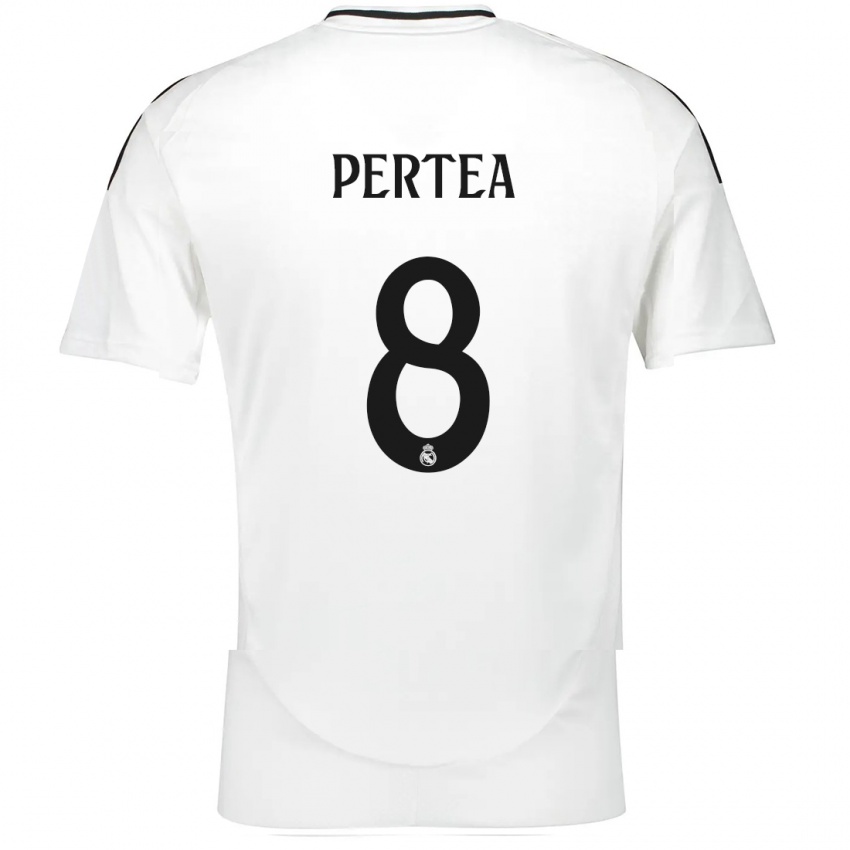 Gyermek Raul Pertea #8 Fehér Hazai Jersey 2024/25 Mez Póló Ing