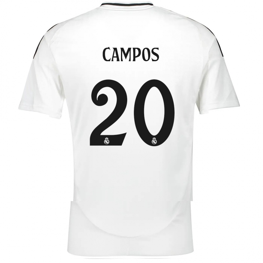 Gyermek Andrés Campos #20 Fehér Hazai Jersey 2024/25 Mez Póló Ing