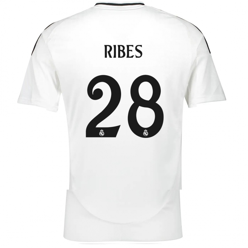 Gyermek Kike Ribes #28 Fehér Hazai Jersey 2024/25 Mez Póló Ing