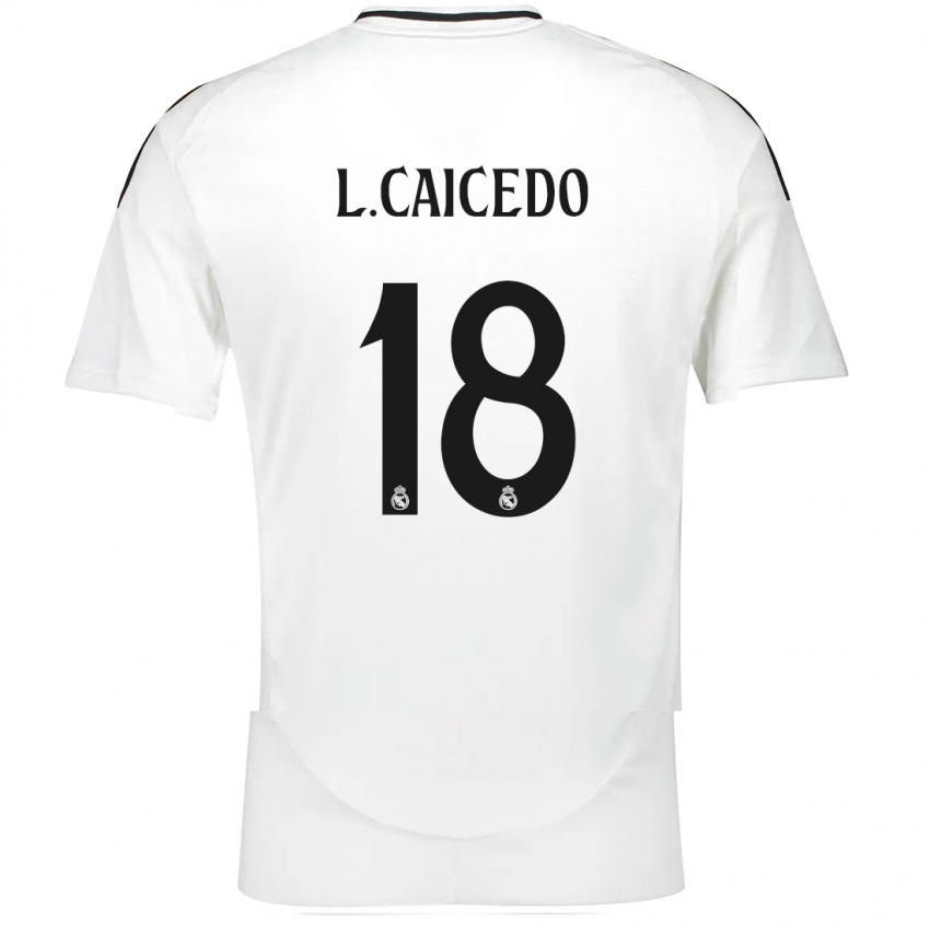 Gyermek Linda Caicedo #18 Fehér Hazai Jersey 2024/25 Mez Póló Ing