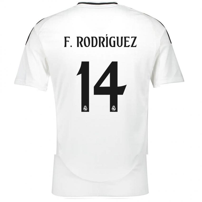 Gyermek Fer Rodríguez #14 Fehér Hazai Jersey 2024/25 Mez Póló Ing