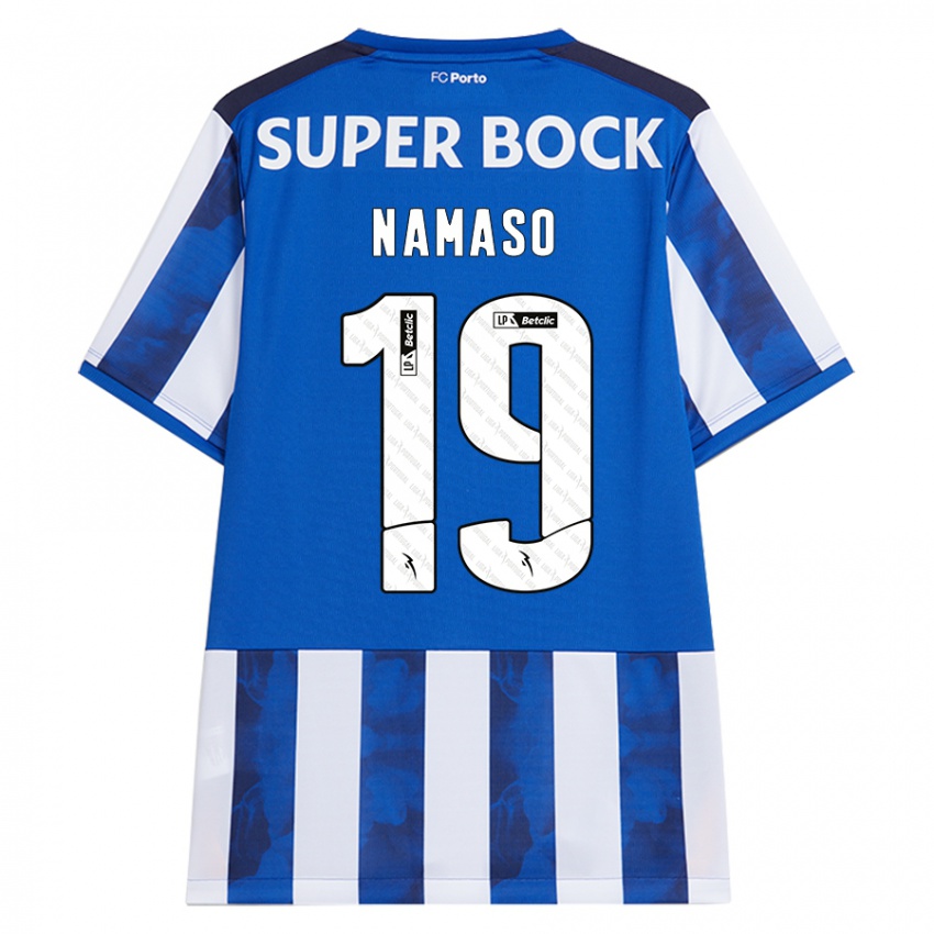 Gyermek Danny Namaso #19 Kék Fehér Hazai Jersey 2024/25 Mez Póló Ing