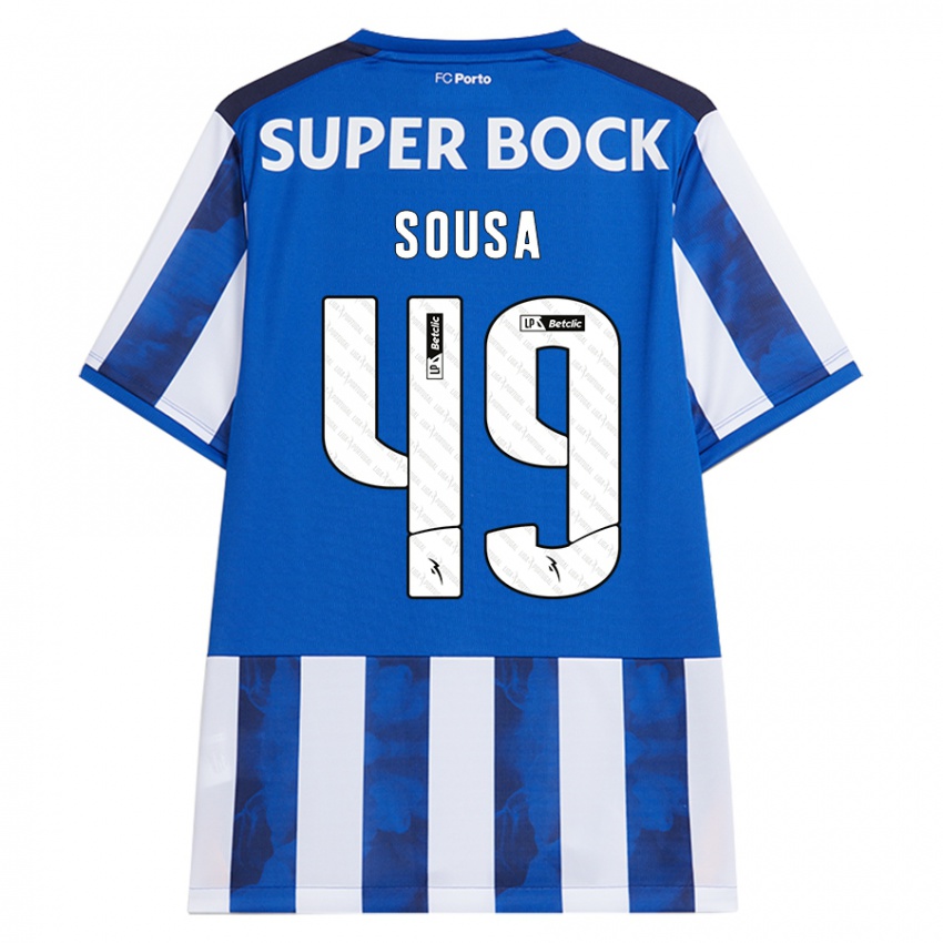 Gyermek Gonçalo Sousa #49 Kék Fehér Hazai Jersey 2024/25 Mez Póló Ing