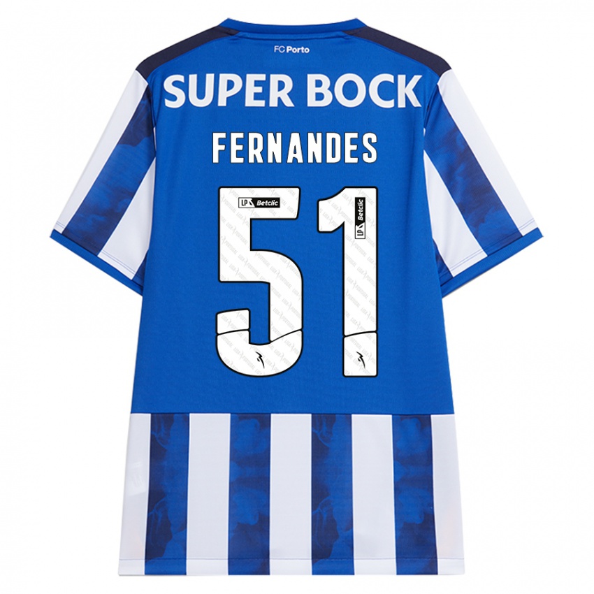 Gyermek Diogo Fernandes #51 Kék Fehér Hazai Jersey 2024/25 Mez Póló Ing