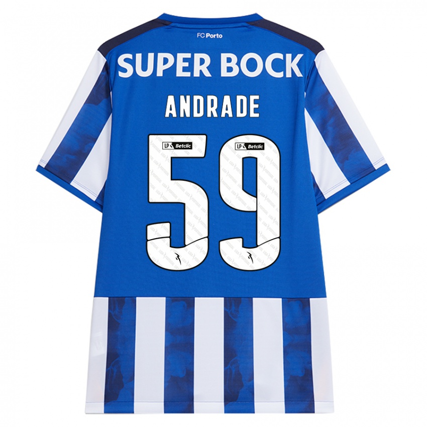 Gyermek Tiago Andrade #59 Kék Fehér Hazai Jersey 2024/25 Mez Póló Ing