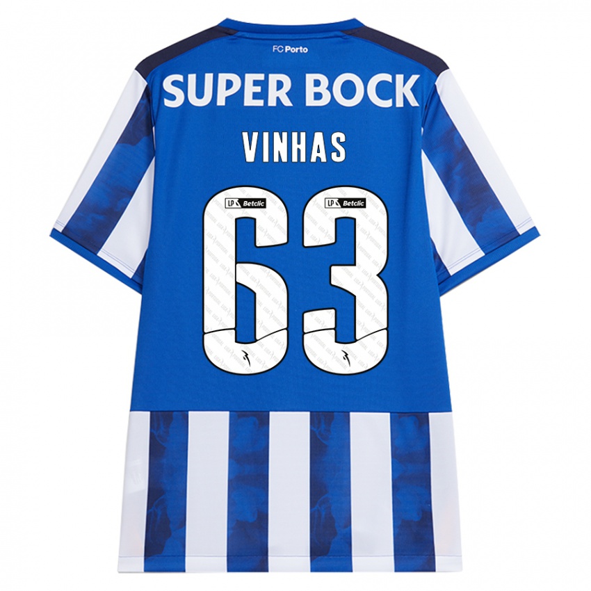 Gyermek David Vinhas #63 Kék Fehér Hazai Jersey 2024/25 Mez Póló Ing