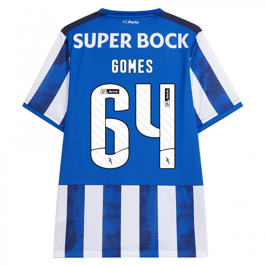 Gyermek Luís Gomes #64 Kék Fehér Hazai Jersey 2024/25 Mez Póló Ing