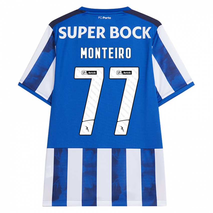 Gyermek Rui Monteiro #77 Kék Fehér Hazai Jersey 2024/25 Mez Póló Ing