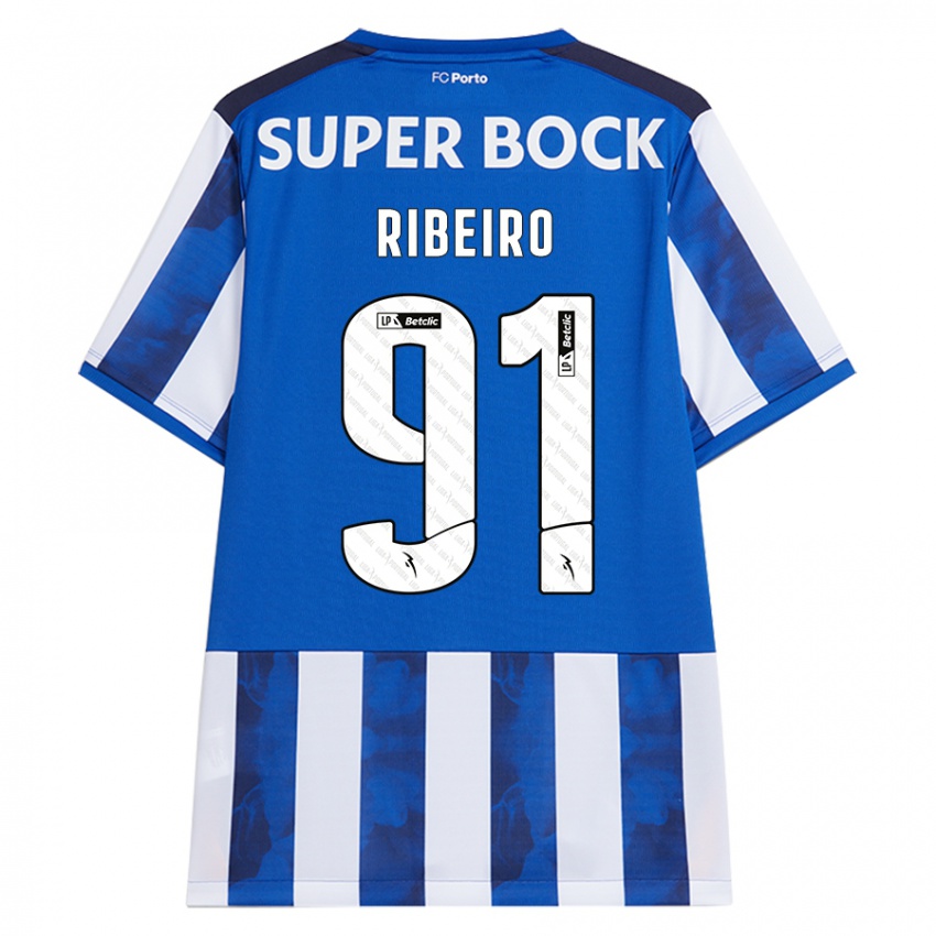 Gyermek Gonçalo Ribeiro #91 Kék Fehér Hazai Jersey 2024/25 Mez Póló Ing