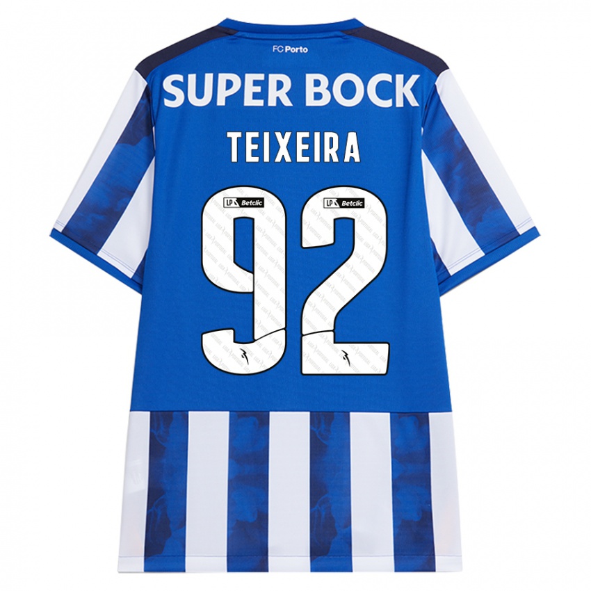 Gyermek João Teixeira #92 Kék Fehér Hazai Jersey 2024/25 Mez Póló Ing