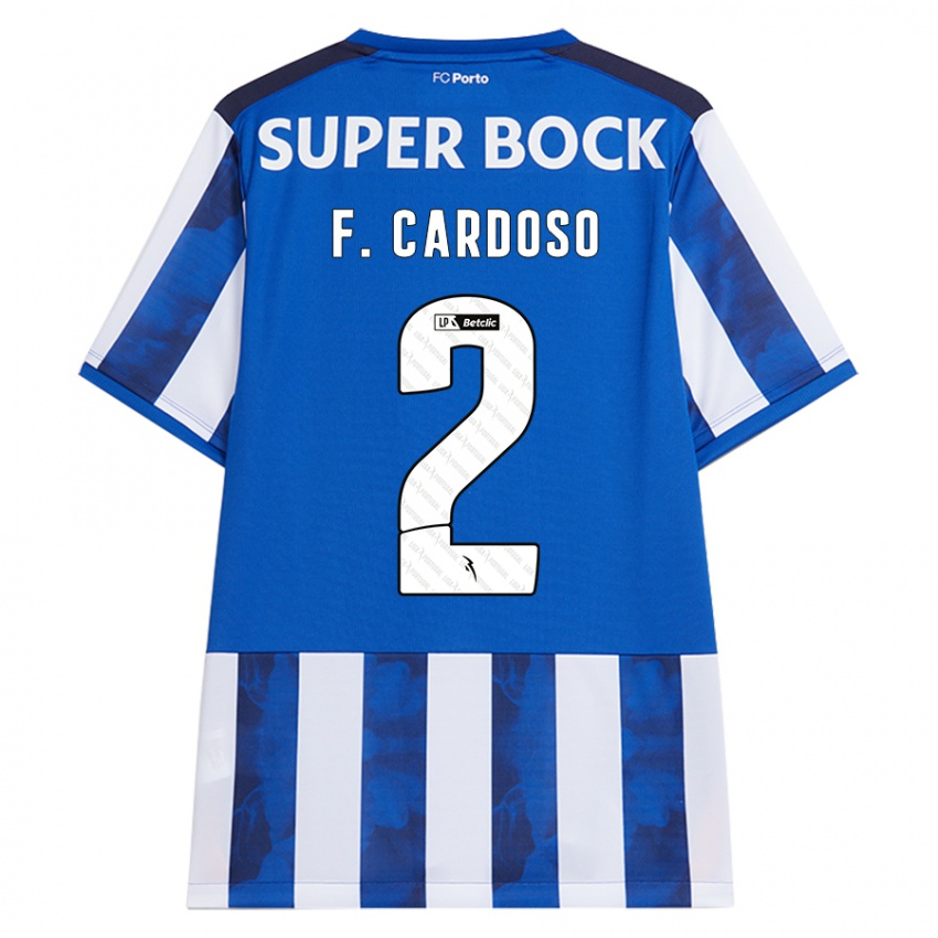 Gyermek Fabio Cardoso #2 Kék Fehér Hazai Jersey 2024/25 Mez Póló Ing