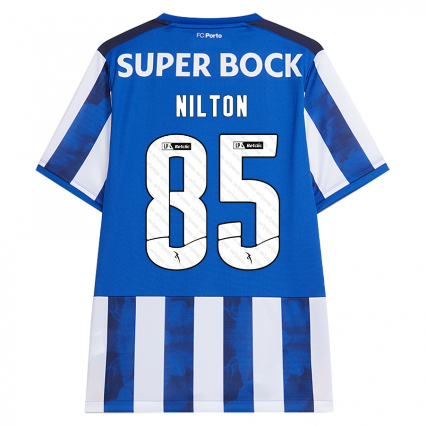 Gyermek Nilton #85 Kék Fehér Hazai Jersey 2024/25 Mez Póló Ing