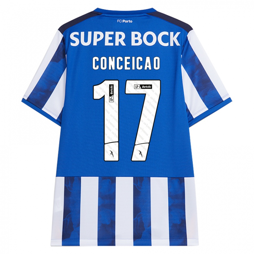 Gyermek Rodrigo Conceicao #17 Kék Fehér Hazai Jersey 2024/25 Mez Póló Ing