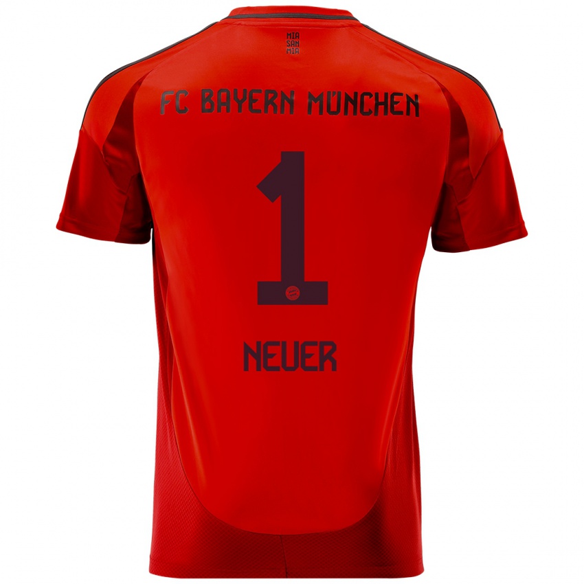 Gyermek Manuel Neuer #1 Piros Hazai Jersey 2024/25 Mez Póló Ing