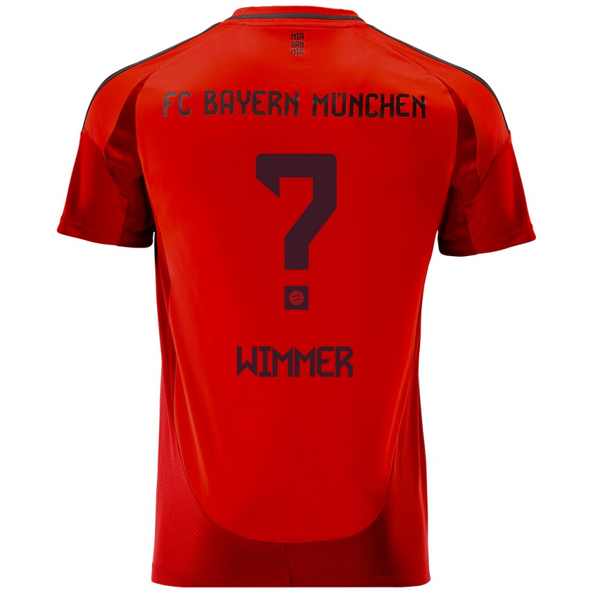 Gyermek Benedikt Wimmer #0 Piros Hazai Jersey 2024/25 Mez Póló Ing