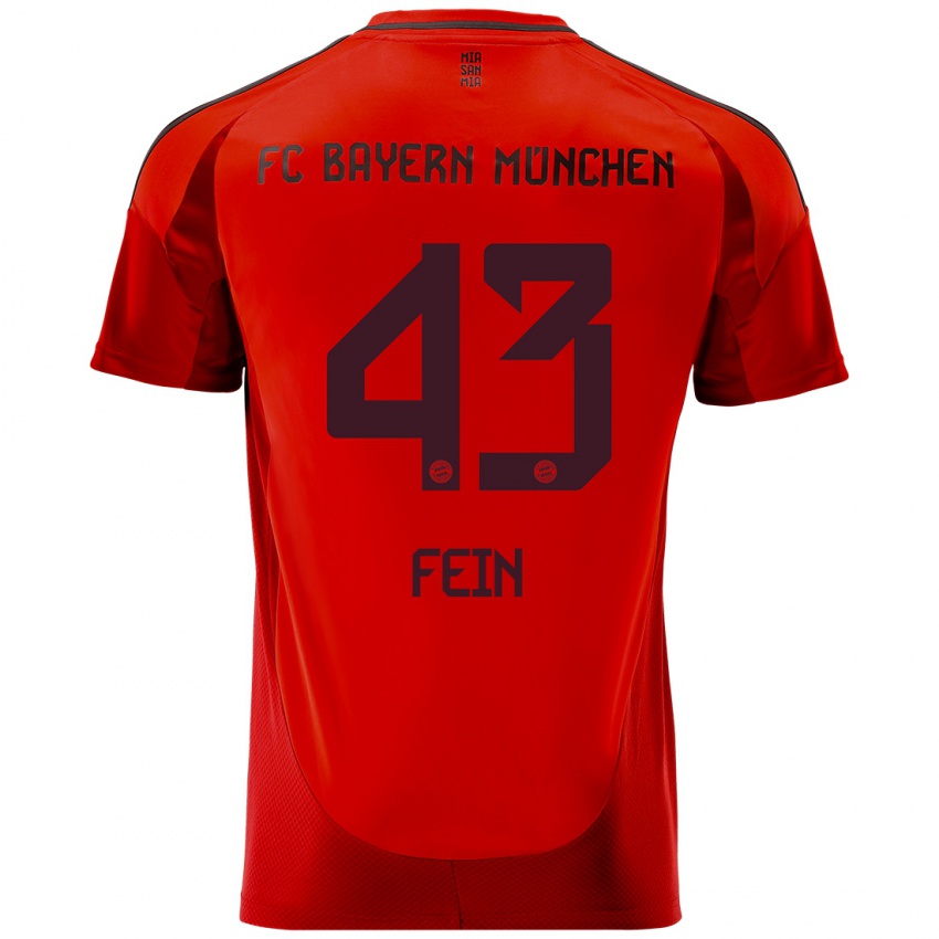 Gyermek Adrian Fein #43 Piros Hazai Jersey 2024/25 Mez Póló Ing