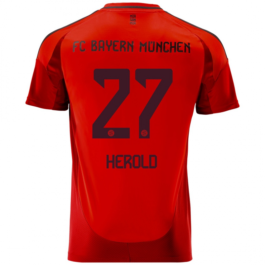 Gyermek David Herold #27 Piros Hazai Jersey 2024/25 Mez Póló Ing