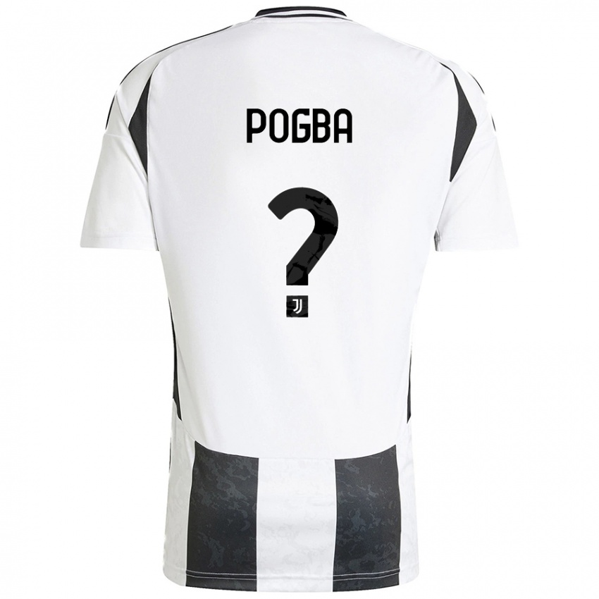 Gyermek Paul Pogba #0 Fehér Fekete Hazai Jersey 2024/25 Mez Póló Ing