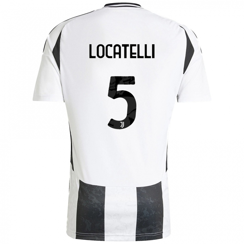 Gyermek Manuel Locatelli #5 Fehér Fekete Hazai Jersey 2024/25 Mez Póló Ing