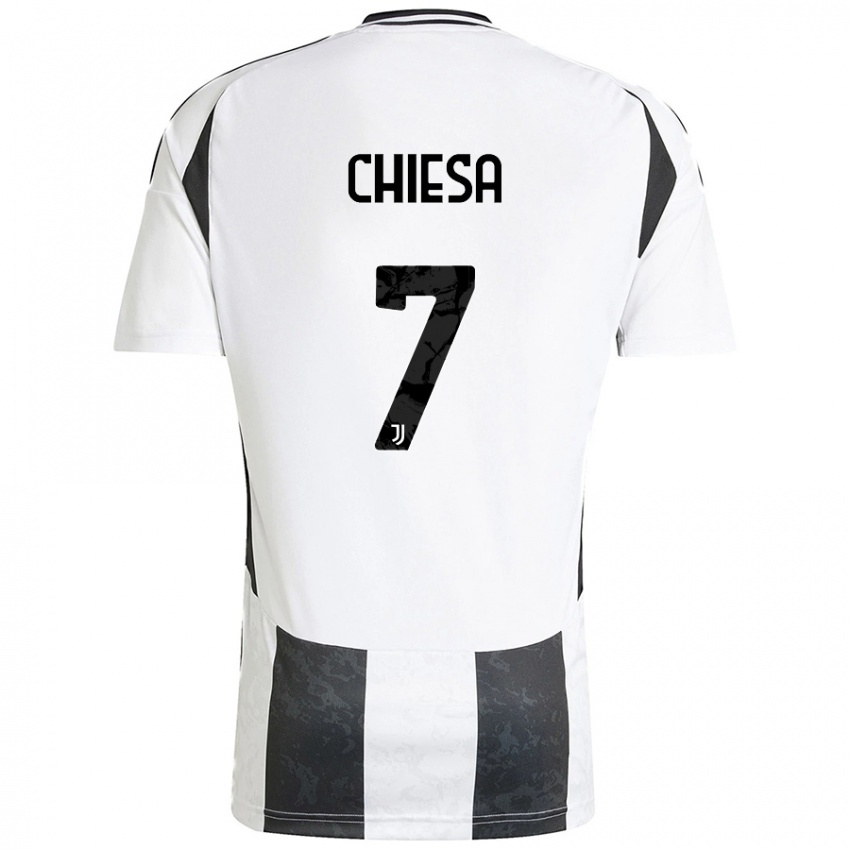 Gyermek Federico Chiesa #7 Fehér Fekete Hazai Jersey 2024/25 Mez Póló Ing