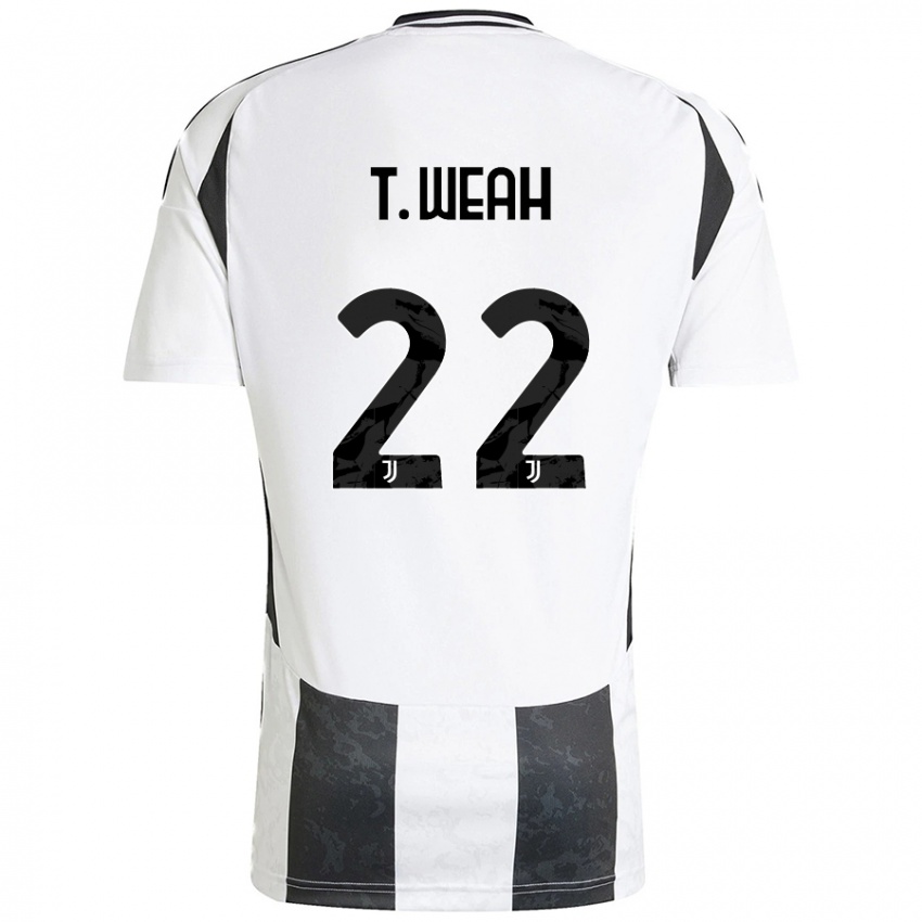 Gyermek Timothy Weah #22 Fehér Fekete Hazai Jersey 2024/25 Mez Póló Ing